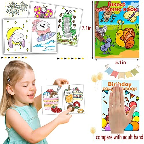 Barn färglägger djur och födelsedagsbilder