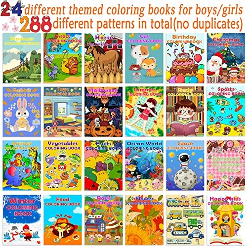 Olika temafärgböcker för barn